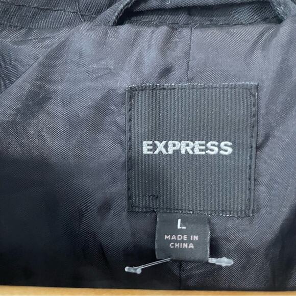 Express black trench coat jacket lightweight size large buttons - Picture 6 of 8